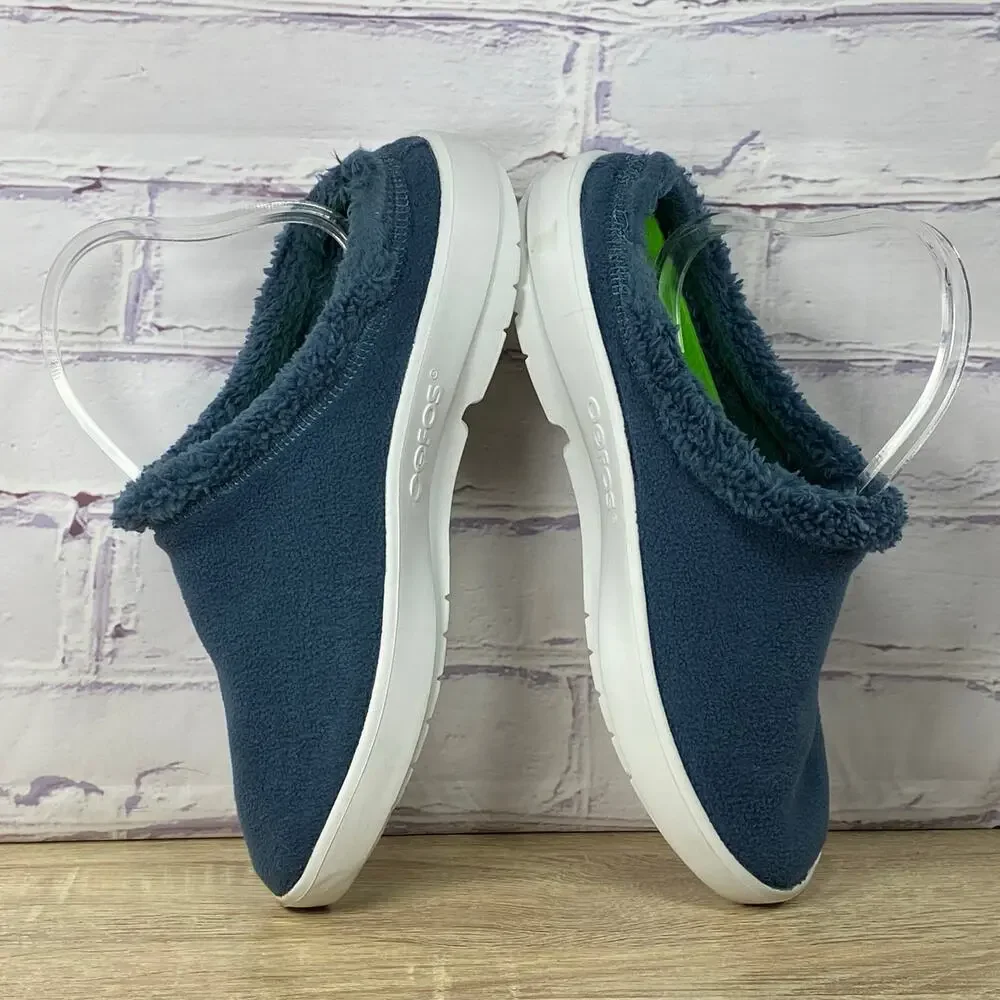 OOFOS OOcoozie Blue Fleece Lined Slip On Shoes Men's Size 11 Recovery Comfort